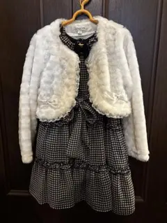 ファーボレロとチェック柄ドレスセット 100cm