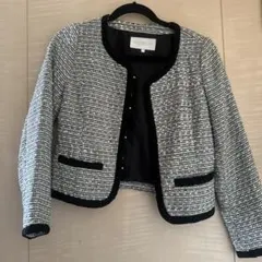 ホワイト ノーカラージャケット