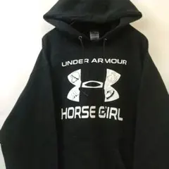 JERZEES アンダーアーマー ロゴ カスタムプリント パーカー 黒 M 古着