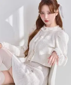 NICE CLAUP ツイード風カーディガン