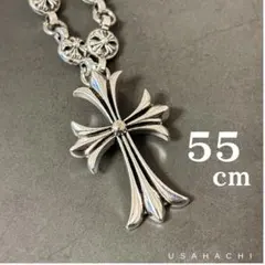 クロスペンダント クロスボールネックレス シルバー 55cm メンズ 十字架 c