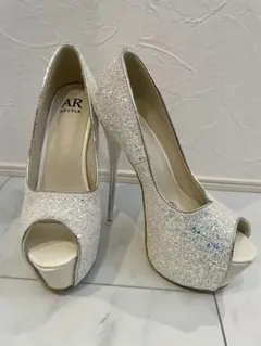 AR ANGEL グリッターオープントゥハイヒール