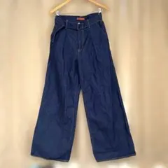 美品 NEEDBY ダークブルー 超ワイドパンツ 日本製