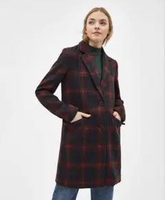 Bershka チェック柄ウールコート サイズXS