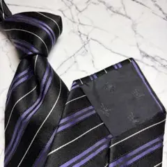 バーバリーブラックレーベル　紫ストライプ　ネクタイ　ホースロゴ