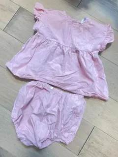 くすみぴんくセットアップ 女の子 夏服 80センチ