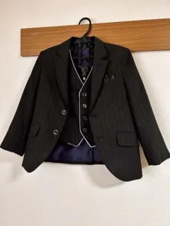 黒ストライプブレザー 120cm ベスト付き