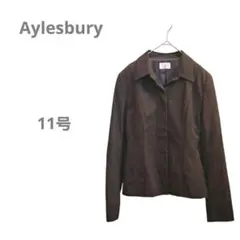 【アリスバーリー】スエードライク ジャケット 比翼ボタン 茶色 11号 L