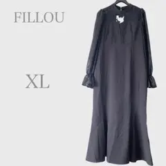 フィルー　レースドッキングマーメイドワンピース　パーティドレス　ブラック　M