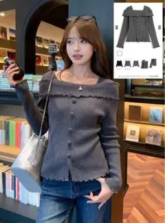 オフショルダーメロウリブニットトップス[an1909]