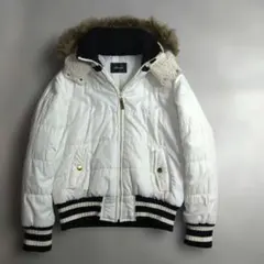 平成ギャル　ダウンジャケット　ファー付き　グランジ　y2k　ホワイト　Lサイズ