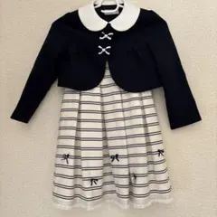 ネイビーと白のセレモニー　フォーマルワンピース　120