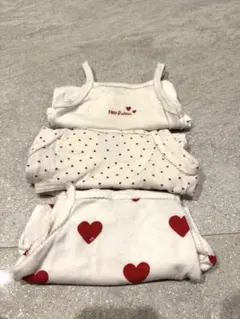 プチバトー　ベビー肌着 3枚セット ハート・ドット柄　24Ｍ
