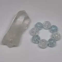 誕生石 水晶 4月 クォーツ パワーストーン 水色 透明 置き物