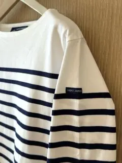 【SAINT JAMES】 中厚カットソー 7分袖 ホワイト×ネイビー　US6のサムネイル