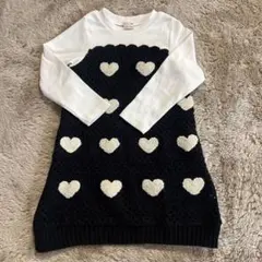 petitmainハート模様の長袖ニットワンピース 100cm