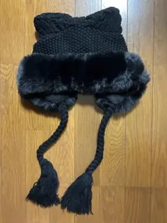 猫耳　ビーニー　帽子　ボリュームボア