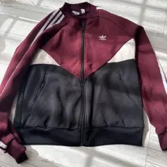 adidas バーガンディ ブラック ジャケット　エンジ　ジャージ