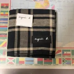 agnès b. チェック柄ハンカチ ネイビー/ベージュ