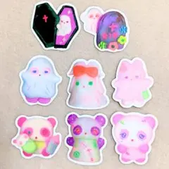 ⑦ ステッカー フレークシール ファンシー 動物 パンダ おばけ お化け セット