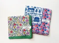 新品 LIBERTY リバティ ハンカチ ハート 花柄 ピンク ブルー 北欧