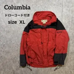 Columbia 赤黒ナイロンジャケット y2k 切替ドローコード
