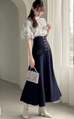 GRL グレイル　アソートボタンハイウエストフレアスカート[tu673]