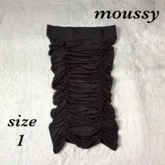 マウジー (1) ミディ丈 ギャザー入り タイトスカート ウエストゴム 細身