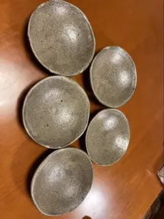 グレーの陶器皿5個セット