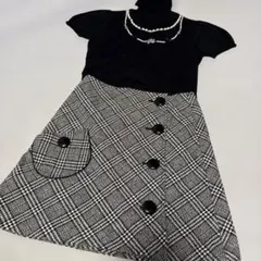 本日限定お値下げ♥︎︎チェック柄♥︎︎タイトスカート ブラック・ホワイト　巻きスカート