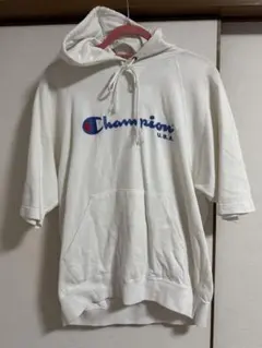 Champion ホワイト フード付きパーカー Lサイズのサムネイル