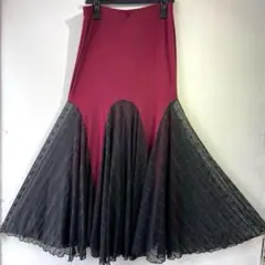 No.4407 L ワインレッド×黒 スカート★社交ダンス