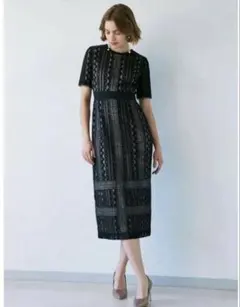 美品　LAGUNAMOON LADYジオメトリックレースドレス　ブラックのサムネイル