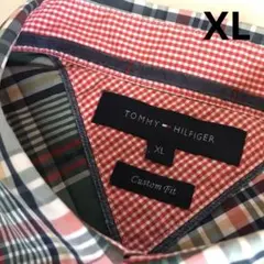 美品　トミーヒルフィガー　メンズ　長袖シャツ　XL グリーンチェック　大サイズ