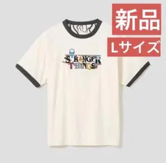 ストレンジャーシングス　グラニフ　ビッグシルエットトリムTシャツ　刺繍