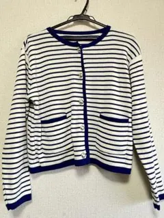 coen ボタン付きストライプカーディガン Mサイズ
