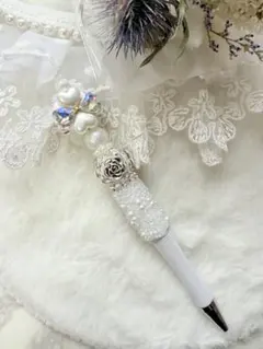 05ファンシーボールペン　四葉　カスタムボールペン　キラキラ　パール　綺麗系