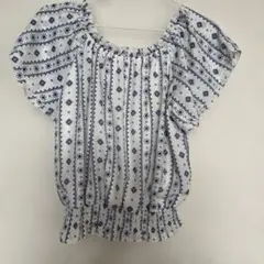 オフショルダー フラワー柄シャツ Mサイズ