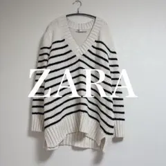 ZARA ザラ ストライプ Vネック オーバーサイズ ニット サマーニット