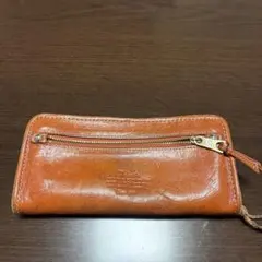 ダコタオレンジレザー長財布 ファスナー付き