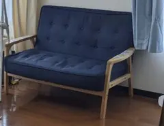 東京都目黒区 ネイビー ファブリックソファ 2人掛け