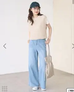 ロペピクニック【ウエスト革命デニム】ウエストシェイプデニムワイドパンツ　36
