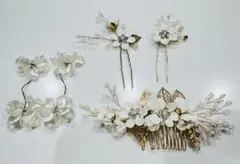 【セット】ブライダル イヤリング ヘッドドレス ヘアピン 花 フラワー