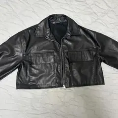 ZARA フェイクレザージャケット ブラックのサムネイル