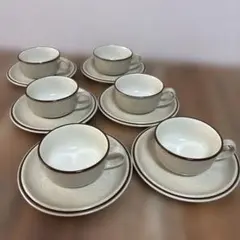 カップ&ソーサー　ノリタケ　フォークストーン　アイボリー　6客