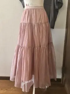 LOURDES ルルド　ティアードシフォンスカート　ピンク　新品のサムネイル