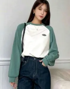 Shein Dazy カラーブロックラグランTシャツ