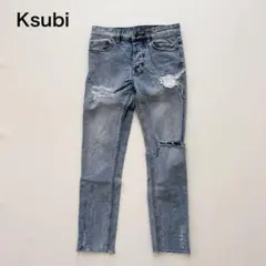 Ksubi　スビ　ダメージ加工　デニムパンツ　黒タグ付　W28　クロス刺繍のサムネイル