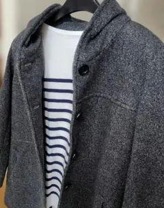 フーデットコート/ツィード風コート/フード付きジャンバー/ジャケットブルゾン