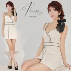 PURESS ピュアレス ビジューボタン パイピング マイクロミニドレス